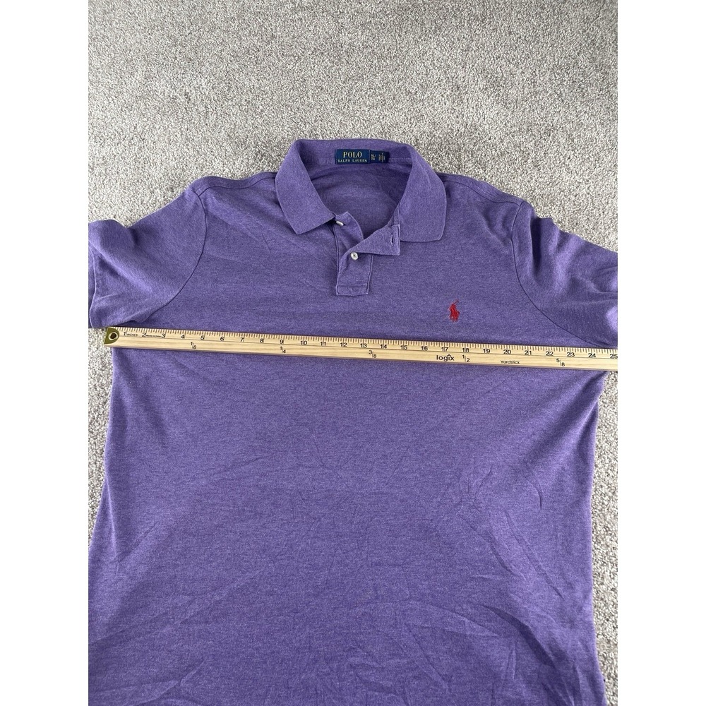 Polo Ralph Lauren Solid Purple Soft Cotton Polo Shirt Red Pony Mens XL Preppy - Picture 4 of 8